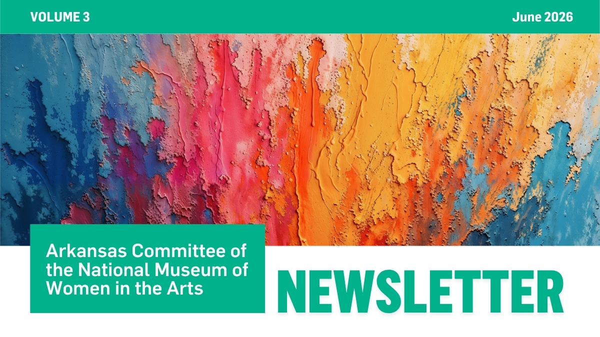 Banner showing colorful paint artwork featuring vibrant hues of blue, orange, pink, and yellow, with text for a newsletter from the ACNMWA.